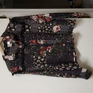 NWOT Black Floral Top
